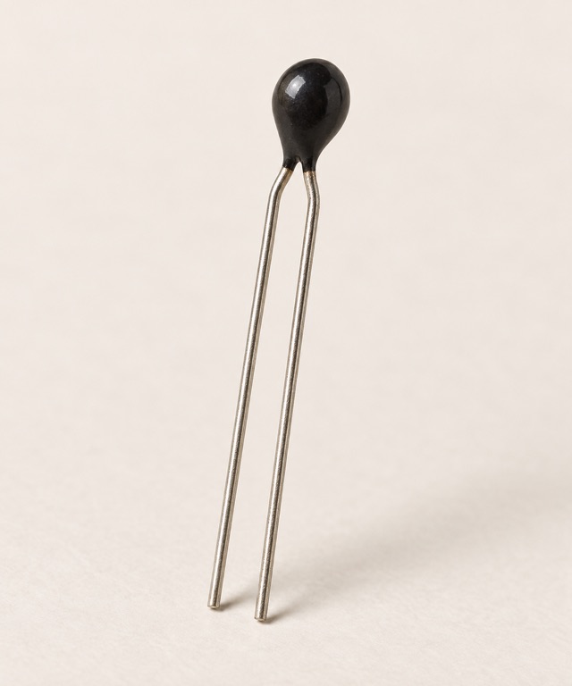 Small black bead thermistor with two wire leads