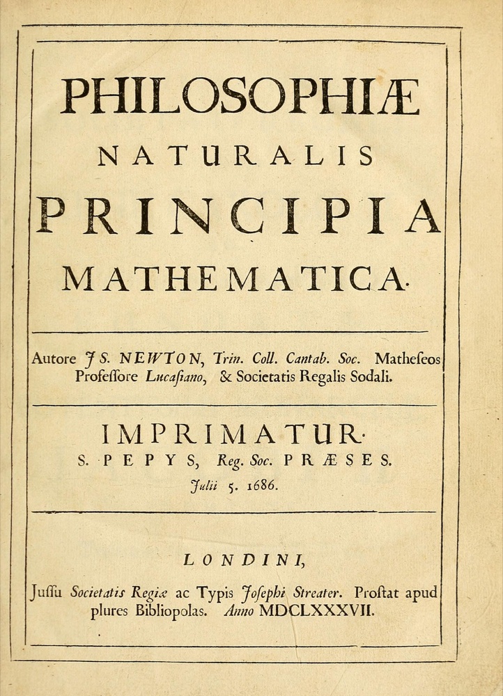 Printed title page in Latin: Philosophiae Naturalis Principia Mathematica, by Is. Newton, with the imprimatur of S. Pepys dated 5 July 1686 and the year 1687 in Roman numerals
