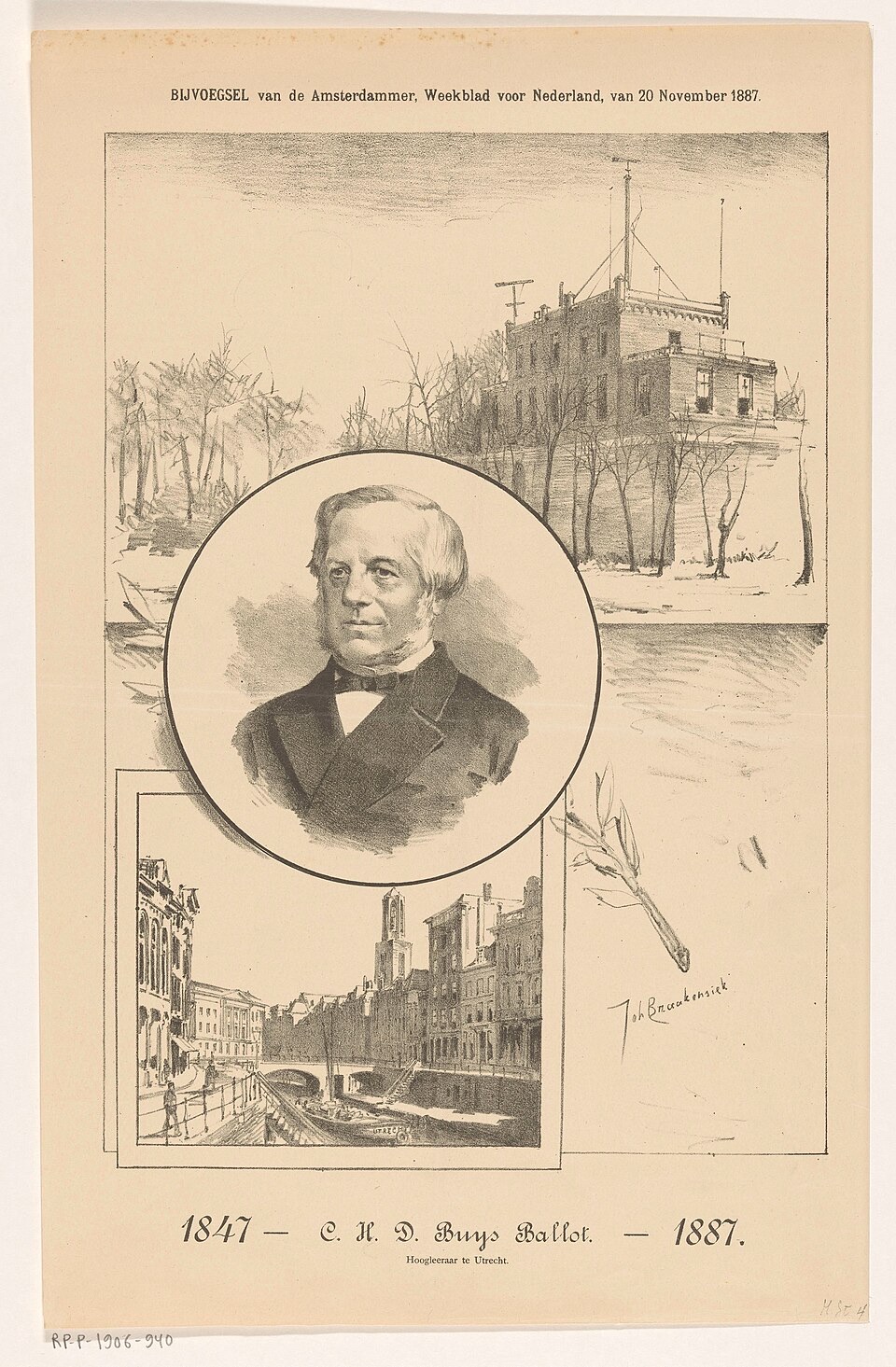 Printed portrait of C. H. D. Buys Ballot, an elderly man with white hair and a white beard
