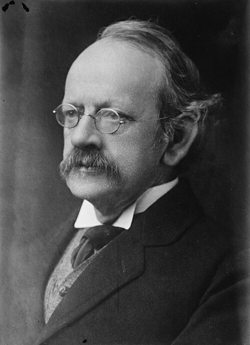 Portrait of J. J. Thomson, an older man with glasses and a mustache